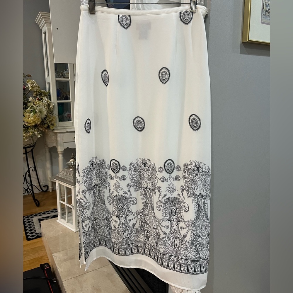 VINTAGE Y2K Choices Petite Abstract Art Paisley Print Boho Midi Maxi Skirt